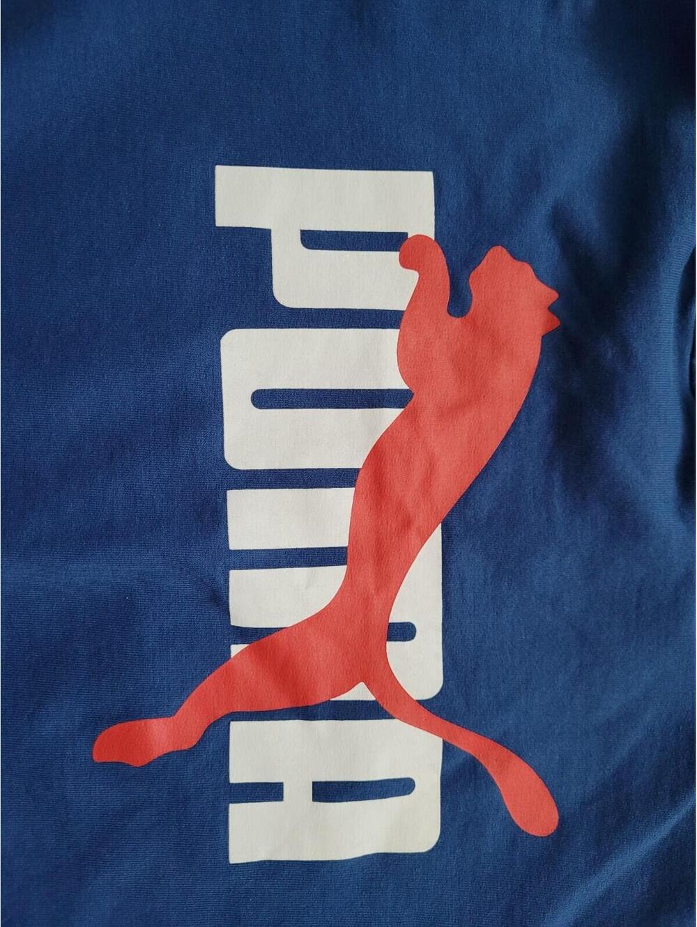 Puma Mens Pullover Hoodie Size L Royal Blue Red Sweatshirt Logo Graphic Athletic - Picture 6 of 9